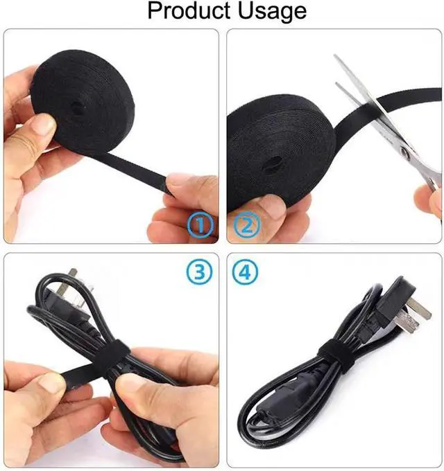Alt view image 7 of 7 - Hook and Loop Roll,Double-Sided Strips,Self-Gripping Straps,Cut to Length, Reusable Cable Ties,Wires Cords Management,Wire Organizer Straps,for Bundling Fastening Storage and Organization (1/2inx16ft)
