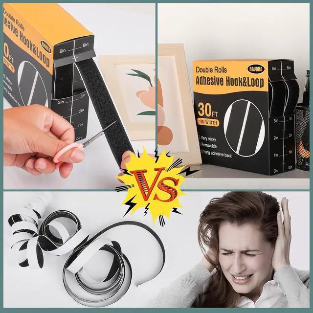 Alt view image 7 of 7 - 30Ft x 1 Inch Hook and Loop Strips with Adhesive, Heavy Duty Self Adhesive Hook and Loop Tape with Measuring Scale Backing for Home, Office, School & DIY Projects, Black