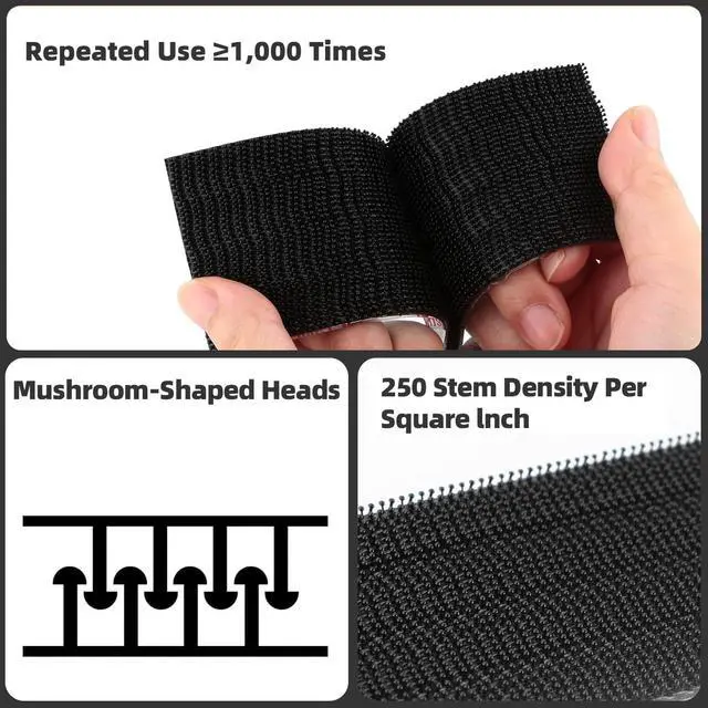 Alt view image 2 of 7 - 3M Dual Lock SJ3550 1/2"x 1" 6PCS Black Reclosable Fastener Heavy Duty | Interlocking Tape Mushroom Shaped Sticky Hook Lock Mounting Tape for EZ Pass Holder Indoor Outdoor Use