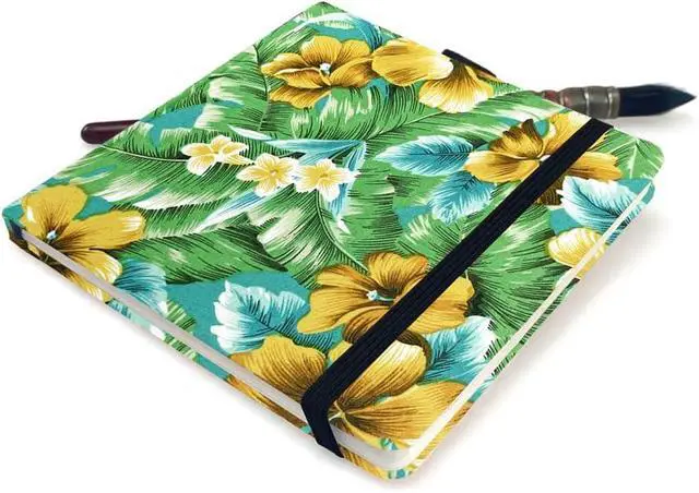 Alt view image 6 of 7 - 5x5 Watercolor Sketchbook,Mixed Media Pad,Travel Portable Drawing Journal | 140LB/300gsm 20Sheets/40Pages Watercolor Paper,Cold Press,Cloth Fabric Hardcover,Sewing Binding,Lay-Flat.Plantain