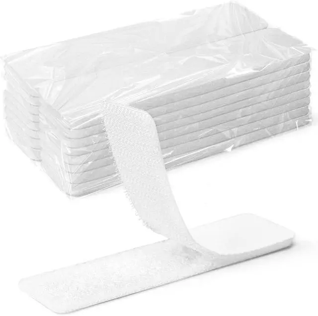 Main image of 16 Sets Hook and Loop Tape, 1"x 4" Sticky Back, Heavy Duty, White | Double-Sided, Holds 13 lb, Adhesive Strip, Nylon, Picture Hanging Strips Fastener for Mounting Hanging, Glass, Tile, Metal