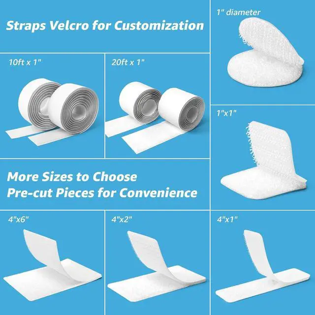 Alt view image 4 of 7 - 16 Sets Hook and Loop Tape, 1"x 4" Sticky Back, Heavy Duty, White | Double-Sided, Holds 13 lb, Adhesive Strip, Nylon, Picture Hanging Strips Fastener for Mounting Hanging, Glass, Tile, Metal
