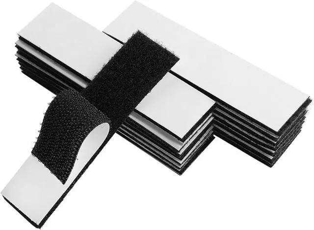 Main image of 1x4 inch Hook and Loop Strips with Adhesive - 15 Sets, Strong Back Adhesive Fasten Mounting Tape for Home or Office Use - Instead of Holes and Screws, Black