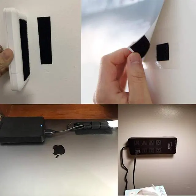 Alt view image 4 of 7 - 1x4 inch Hook and Loop Strips with Adhesive - 15 Sets, Strong Back Adhesive Fasten Mounting Tape for Home or Office Use - Instead of Holes and Screws, Black