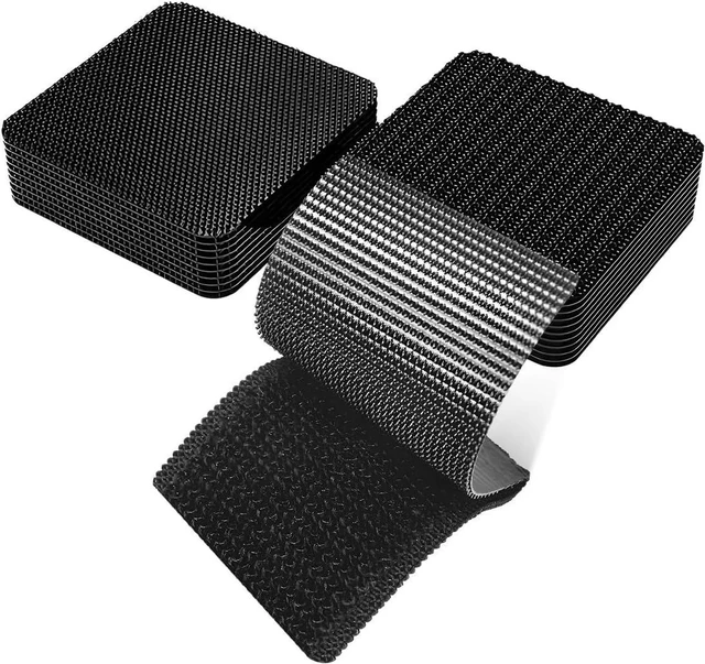 Main image of 10 PCS Hook and Loop Strips with Adhesive, 2"×2" Car Mats Self-Adhesive Tape Strip, Multi-Purpose Non-Slip Double Sided Snap Fastening Tape, Fixing Tape for Sofa Carpet