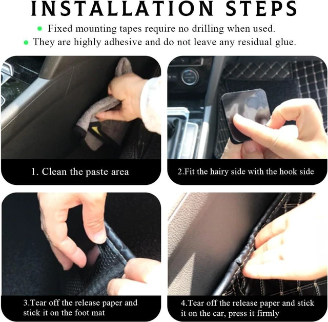 Alt view image 6 of 6 - 10 PCS Hook and Loop Strips with Adhesive, 2"×2" Car Mats Self-Adhesive Tape Strip, Multi-Purpose Non-Slip Double Sided Snap Fastening Tape, Fixing Tape for Sofa Carpet