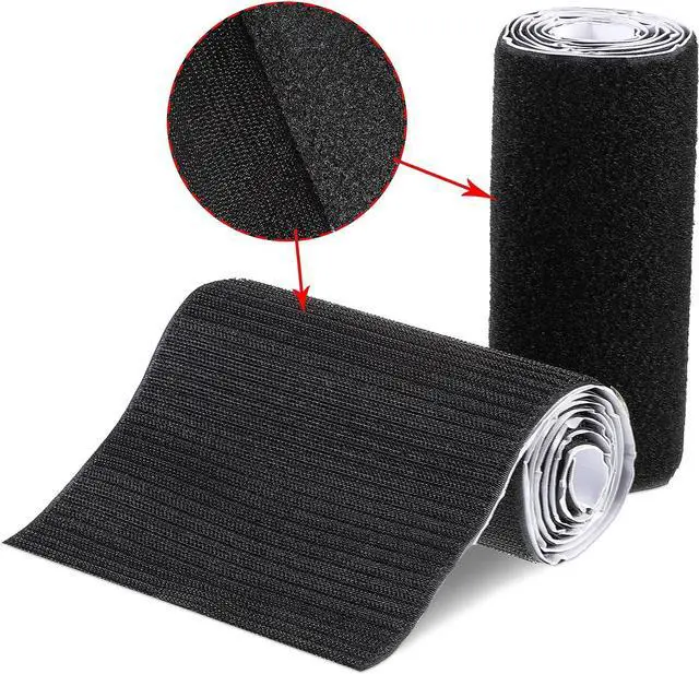 Main image of 6 Inch Wide Hook and Loop Tape Black Double Sided Nylon Heavy Duty Adhesive Fastener Roll for Couch Cushions Rugs Fabric Sewing DIY Projects Reusable(6 Inch Width 1 Yard Length)