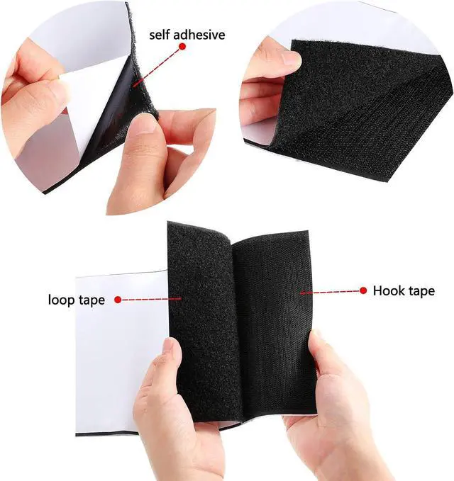 Alt view image 3 of 7 - 6 Inch Wide Hook and Loop Tape Black Double Sided Nylon Heavy Duty Adhesive Fastener Roll for Couch Cushions Rugs Fabric Sewing DIY Projects Reusable(6 Inch Width 1 Yard Length)