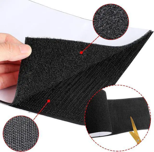 Alt view image 5 of 7 - 6 Inch Wide Hook and Loop Tape Black Double Sided Nylon Heavy Duty Adhesive Fastener Roll for Couch Cushions Rugs Fabric Sewing DIY Projects Reusable(6 Inch Width 1 Yard Length)