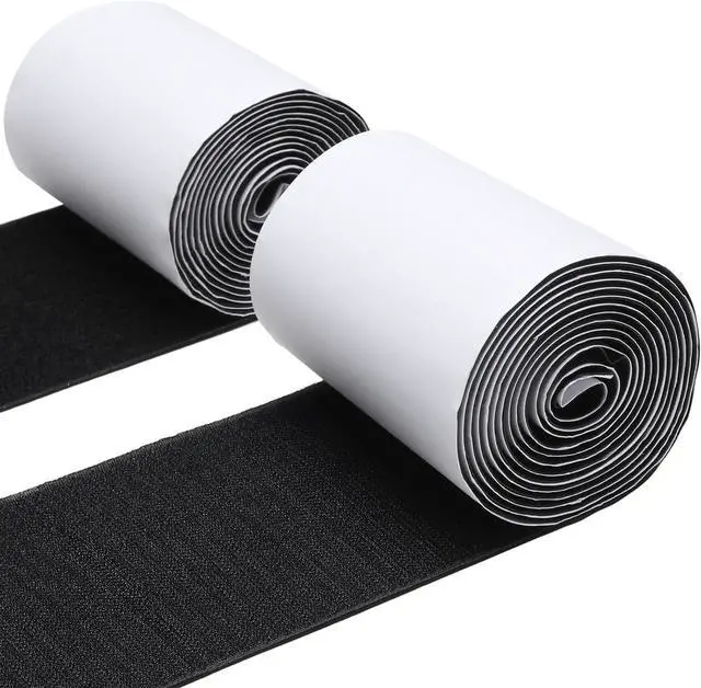 Main image of 4.4 Inches x 7 Feet Strong Sticky Back Heavy Duty Hook and Loop Tape with Adhesive, Non-Slip Couch Cushion Grip Accessories, Double Sided Strip Roll to Prevent Sliding, Black