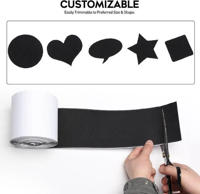 Alt view image 5 of 7 - 4.4 Inches x 7 Feet Strong Sticky Back Heavy Duty Hook and Loop Tape with Adhesive, Non-Slip Couch Cushion Grip Accessories, Double Sided Strip Roll to Prevent Sliding, Black