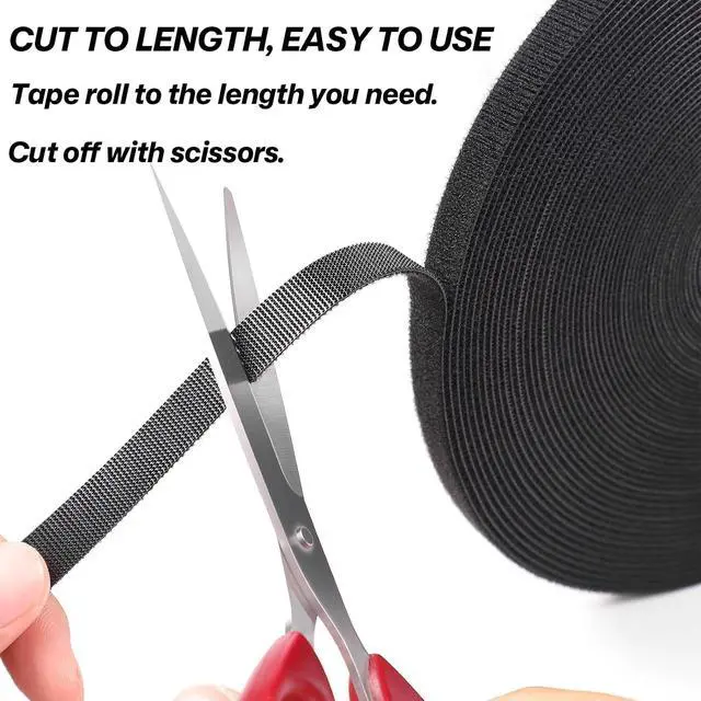 Alt view image 3 of 7 - 1/2in x 50ft Hook and Loop Roll Black Straps Ties for Cable Management | Reusable Cable Ties,Heavy Duty Strap,Cut to Length Rolls