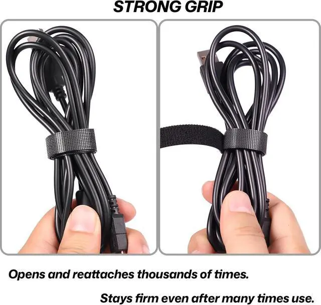Alt view image 4 of 7 - 1/2in x 50ft Hook and Loop Roll Black Straps Ties for Cable Management | Reusable Cable Ties,Heavy Duty Strap,Cut to Length Rolls
