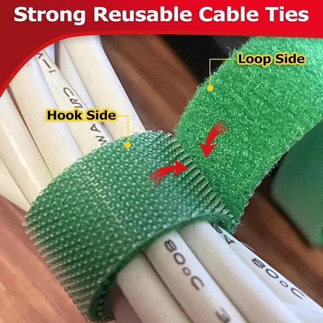 Alt view image 3 of 7 - Hook and Loop Tape Roll, 1/2 in 50 FT Reusable Cable Ties, Cut to Length, Double Sided, Self-Gripping Straps, Cord Ties for Office, Home Cable Management (Colored 5Roll*10ft)