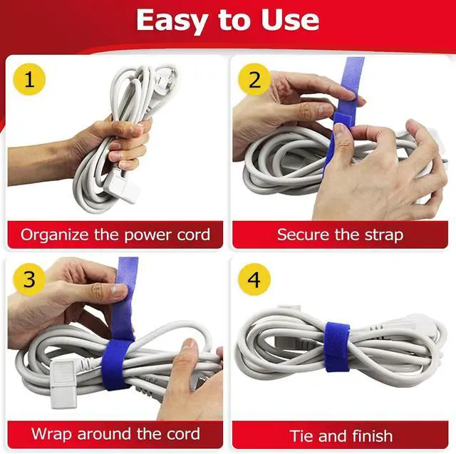 Alt view image 6 of 7 - Hook and Loop Tape Roll, 1/2 in 50 FT Reusable Cable Ties, Cut to Length, Double Sided, Self-Gripping Straps, Cord Ties for Office, Home Cable Management (Colored 5Roll*10ft)