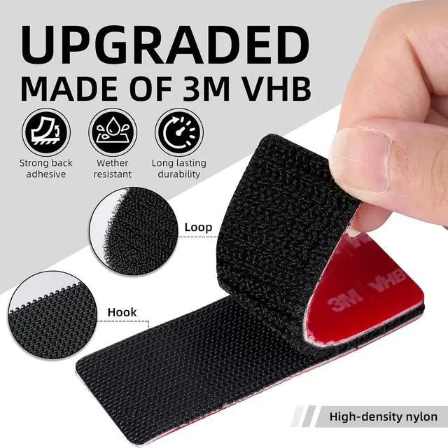 Alt view image 2 of 6 - 10 Pairs Heavy Duty Hook and Loop Strips 0.95" x 3", Made with 3M GPH-110GF | Heat-Resistant Adhesive Strips, Waterproof Mounting Tape for Outdoor, Home, Garage, Garden & DIY Projects