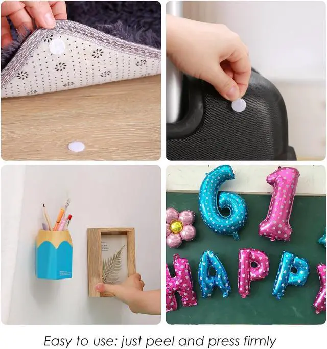 Alt view image 5 of 6 - 1000 Pcs (500 Pairs) 0.59inch Diameter Hook and Loop Fastener Self Adhesive Round Circle Sticky Sticker Dots for Arts and Crafts School Classroom Home and Office Use, White