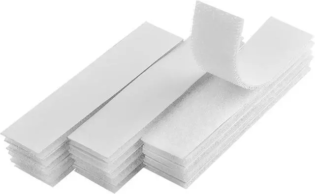 Main image of 1x4 inch Self Adhesive Hook and Loop Strips - 15 Sets - White Sticky Back Tape Fastener, Heavy Duty Mounting Strips for Home or Office Use - Instead of Holes and Screws