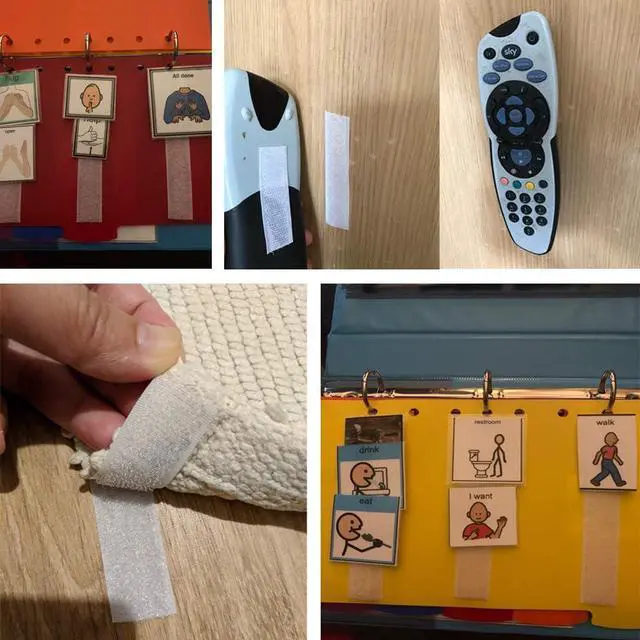 Alt view image 6 of 7 - 1x4 inch Self Adhesive Hook and Loop Strips - 15 Sets - White Sticky Back Tape Fastener, Heavy Duty Mounting Strips for Home or Office Use - Instead of Holes and Screws