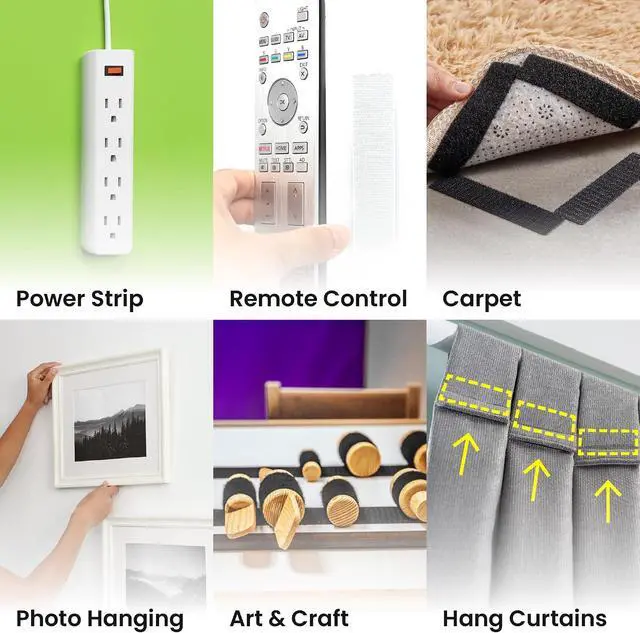 Alt view image 4 of 7 - 1x4 Inch, 16 Sets) Strips with Adhesive for Fabric, White | No Sew, Stick On for Fabric, Sticky Back for Clothes, Curtains, Heavy Duty, Double Sided Hook and Loop Hem Tape Fasteners