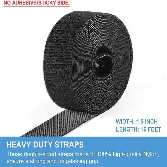 Alt view image 2 of 5 - 1.5in x 16ft | Hook and Loop Straps Heavy Duty | Double Sided Self-Gripping Strips | Reusable Multi-Purpose Wrap Roll for Home, Office, Data Center, and More