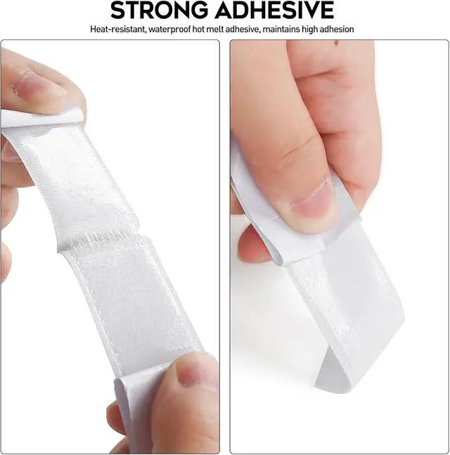 Alt view image 2 of 6 - 33Ft x 1 Inch Hook and Loop Tape with Adhesive Backing, Heavy Duty Double Sided Adhesive Strips, Strong Sticky Strips Rolls for Home, Office, School, Car, and Crafting Projects, White