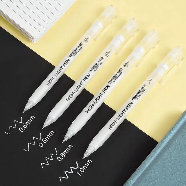Alt view image 4 of 7 - White Gel Pens,Opaque White Ink Pens for Black Paper Drawing,4 Pack | 1.0mm,0.8mm,0.6mm Fine Point Assorted Tip, 1mm White Gel Pens Black Paper Drawing, Sketching, Illustration, Bullet Journaling