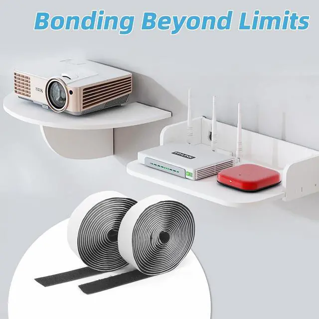 Alt view image 7 of 7 - 4ft x 1 in. Hook and Loop Rolls Sticky Back, Heavy Duty, White | Double-Sided, Adhesive Strip, Nylon, Picture Hanging Strips Fastener for Mounting Hanging, Glass, Tile, Metal, Home, Office