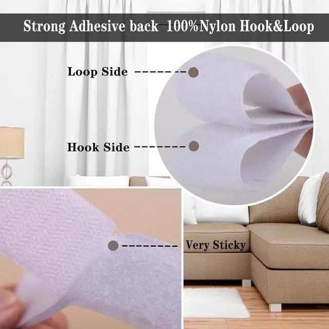 Alt view image 3 of 7 - 30Ft x 1 Inch Hook and Loop Strips with Adhesive, Heavy Duty Self Adhesive Hook and Loop Tape with Measuring Scale Backing for Home, Office, School & DIY Projects, White