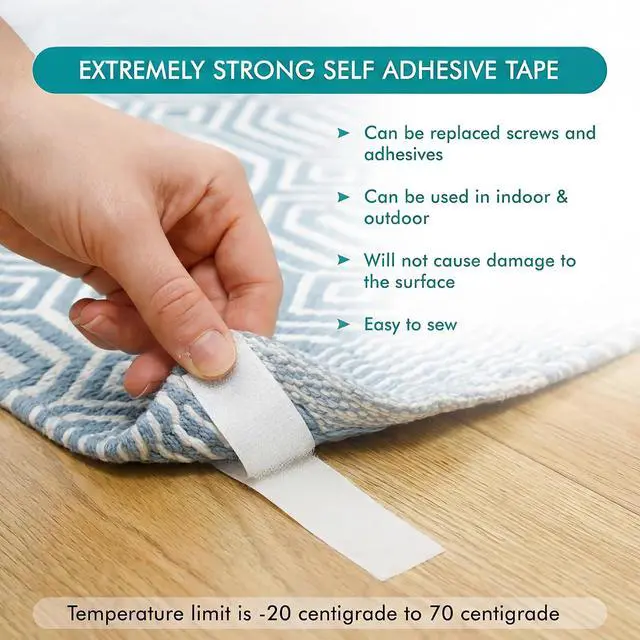 Alt view image 3 of 7 - 26ft x 0.75in) White Velcro Strips with Adhesive, Double Rolls of Heavy Duty Self Adhesive Tape with Backing (26ft x 0.75in)