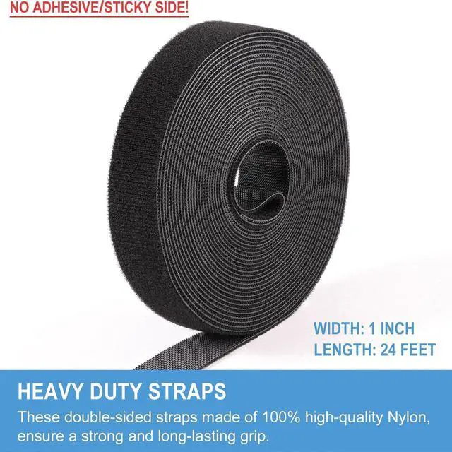 Alt view image 2 of 6 - 1in x 24ft | Hook and Loop Straps Heavy Duty | Double Sided Self-Gripping Strips | Reusable Multi-Purpose Wrap Roll for Home, Office, Data Center, and More