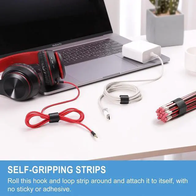Alt view image 3 of 6 - 1in x 24ft | Hook and Loop Straps Heavy Duty | Double Sided Self-Gripping Strips | Reusable Multi-Purpose Wrap Roll for Home, Office, Data Center, and More