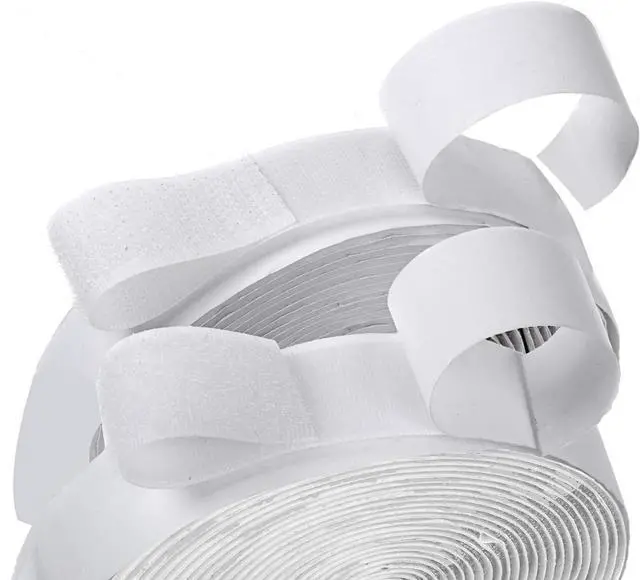 Main image of 16 Feet Length 0.75 Inches Width Hook and Loop with Strong Self Adhesive Interlocking Strip, Mounting Tape Heavy Duty Adhesion Fastener (White)