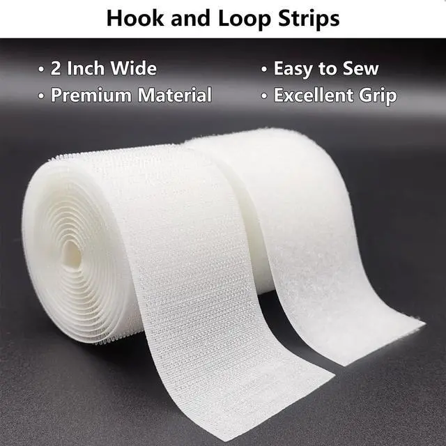 Alt view image 3 of 7 - Sew On Hook and Loop Strips, Strong Grip, 2'' x 6' | Non-Adhesive, Easy to Sew, Nylon Fabric Strip for Clothing Crafts, Button Alternative, Easy Stitch DIY Projects, White