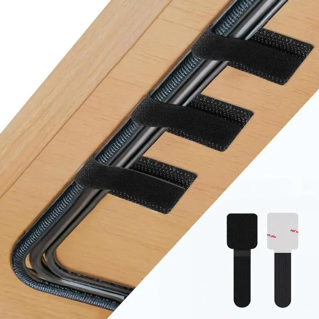 Main image of 50 PCS Hook and Loop Cable Ties, Under Desk Cable Management, Black | Self Adhesive Cable Tidy Clips Straps, Sticky-Back Cord Organizer, Wire Organizer for TV PC Laptop Ethernet Desktop