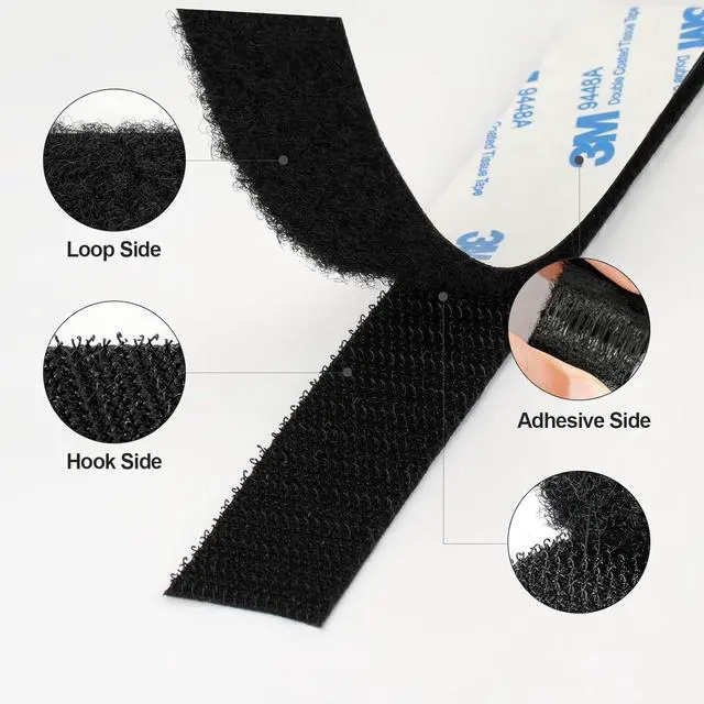 Alt view image 2 of 5 - Hook and Loop Self-Adhesive Tape 3/4 x 10 Ft Black, Made with 3M 9448A | Reusable Heavy Duty Adhesive Tape for Indoors Outdoors Arts Crafts Home and Office