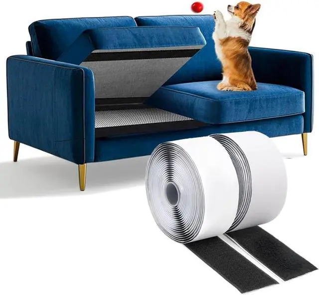 Main image of 2 Inch x 20 Feet Black Heavy Duty Hook and Loop Tape Adhesive, Couch Cushions Grip, Anti-Slip Carpet Securing Tape for DIY Crafts, Automotive Use, Picture Frame Hanging
