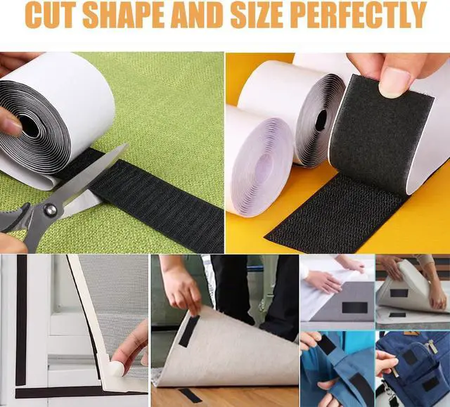 Alt view image 2 of 6 - 2 Inch x 20 Feet Black Heavy Duty Hook and Loop Tape Adhesive, Couch Cushions Grip, Anti-Slip Carpet Securing Tape for DIY Crafts, Automotive Use, Picture Frame Hanging