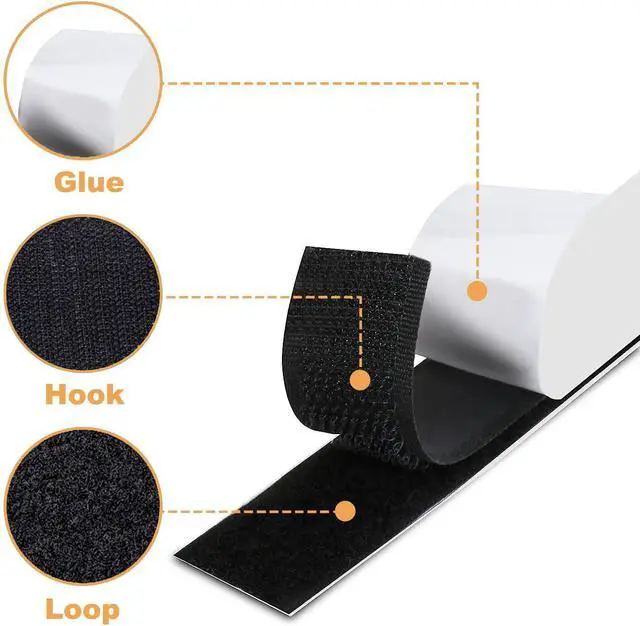 Alt view image 5 of 6 - 2 Inch x 20 Feet Black Heavy Duty Hook and Loop Tape Adhesive, Couch Cushions Grip, Anti-Slip Carpet Securing Tape for DIY Crafts, Automotive Use, Picture Frame Hanging