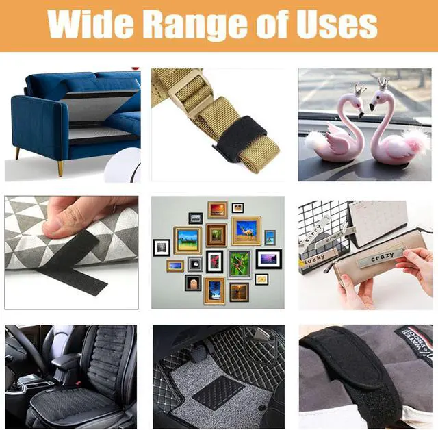 Alt view image 6 of 6 - 2 Inch x 20 Feet Black Heavy Duty Hook and Loop Tape Adhesive, Couch Cushions Grip, Anti-Slip Carpet Securing Tape for DIY Crafts, Automotive Use, Picture Frame Hanging