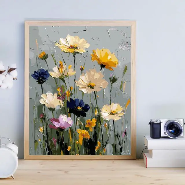 Alt view image 2 of 7 - Wild Flowers Paint by Numbers Kit for Adults Beginner 16X20 inch | Adult Paint by Number Kits on Canvas, DIY Acrylic Oil Easy Painting by Numbers for Home Wall Decor (Without Frame)