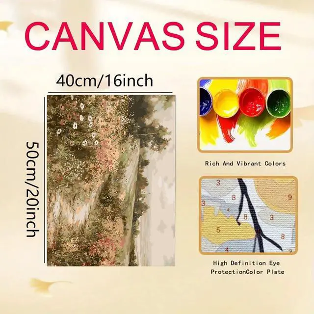 Alt view image 4 of 6 - Paint by Numbers Wildflower DIY Painting On Canvas,by Number Landscape in Stained by Numbers Kit for Adults Beginner,Acrylic Simple Paint by Number Kits for Home Wall Decor 16 X 20 inch