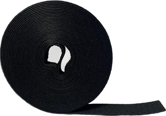 Main image of Kable Kontrol Hook and Loop Tape Roll 3/4 Wide x 25 Ft Long Double Sided Heavy Duty Non-Adhesive Non-Sticky Nylon Reusable Fastener Strip Adjustable Strap Wire Organizer Cable Wrap Black