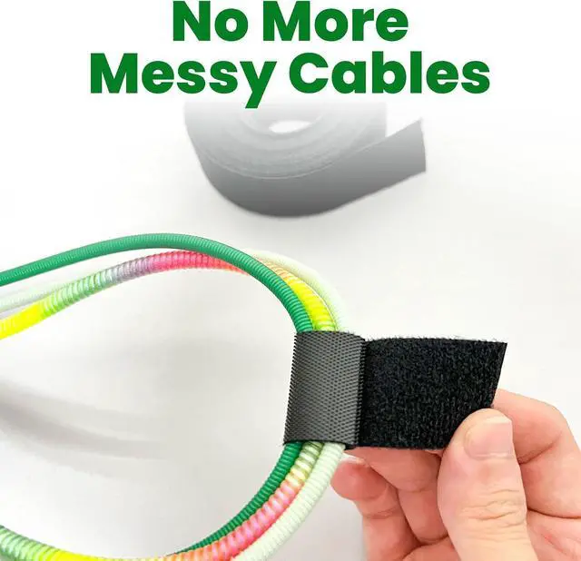 Alt view image 7 of 7 - 1 Inch x 30 FT Double Sided Hook and Loop Roll Tape (Black) | Two Sides, Self Stick, No Adhesive, Reusable, Cable Ties Wrap for Cable Management, Heavy Duty, Extender Straps, Wire Strips
