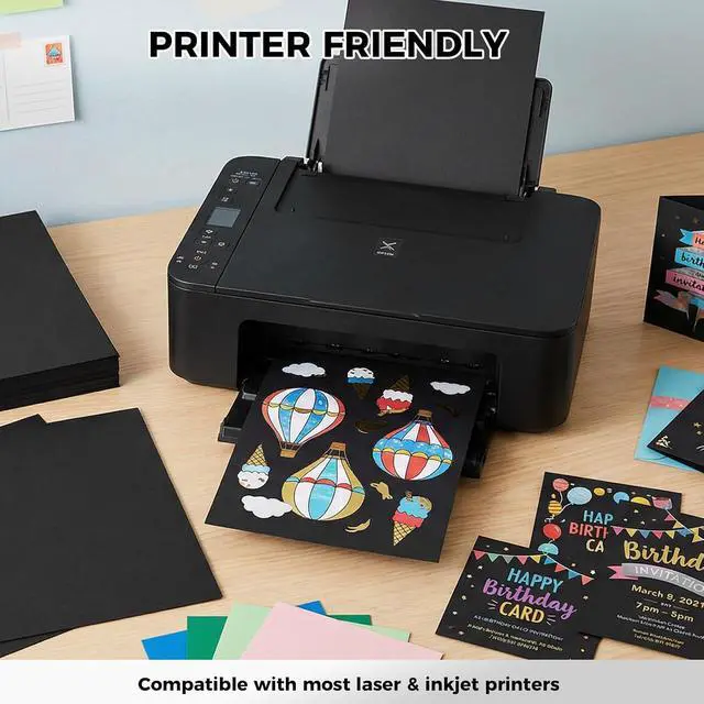Alt view image 4 of 7 - 27 Sheets Black Cardstock Paper 8.27" x 11.7" A4 Size, 92lb/250gsm Heavyweight Cardstock for Card Making, Invitations & DIY Crafts, Scrapbooking Cutting