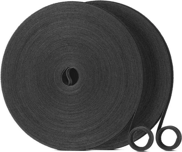 Main image of 200ft x 1/2 Inch Reusable Cable Ties - Adjustable Cord Straps Cable Management Tape Cord Organization Straps Hook Loop Tape Cord Wrap for Home Office, Wire Bundling and More Black (67 Yards)
