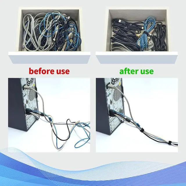Alt view image 7 of 7 - 200ft x 1/2 Inch Reusable Cable Ties - Adjustable Cord Straps Cable Management Tape Cord Organization Straps Hook Loop Tape Cord Wrap for Home Office, Wire Bundling and More Black (67 Yards)