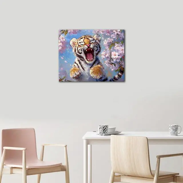 Alt view image 2 of 7 - Tiger DIY Art Paint by Numbers Kit for Adults | animal 16x20 inch unframed canvas with acrylic paints and 3 brushes, DIY gift for adults and relaxing DIY craft.