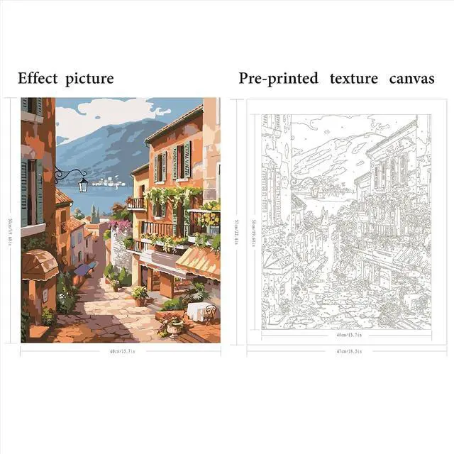 Alt view image 2 of 7 - Scenery Paint by Numbers Kit for Adults Beginner 16X20 Inch | Paint by Number Landscape,City Paint by Number for Adults Canvas,DIY Oil Painting Kits for Gifts Home Decor