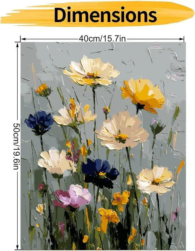 Alt view image 5 of 7 - Wild Flowers Paint by Numbers Kit for Adults Beginner 16X20 inch | Adult Paint by Number Kits on Canvas, DIY Acrylic Oil Easy Painting by Numbers for Home Wall Decor (Without Frame)